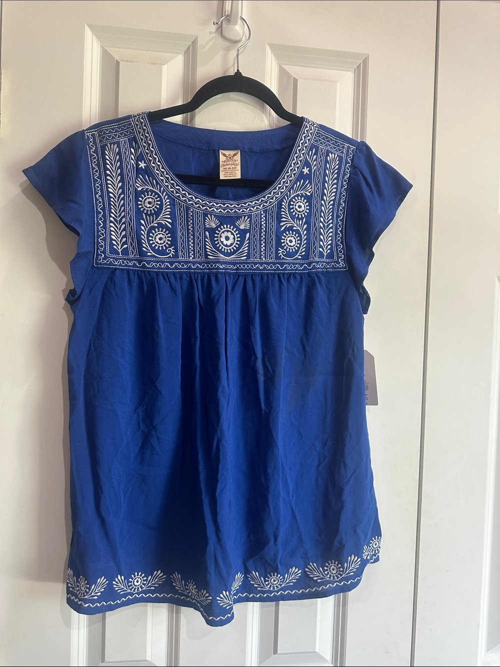 NEW Faded Glory Royal Blue Embroidered Tunic Top size M